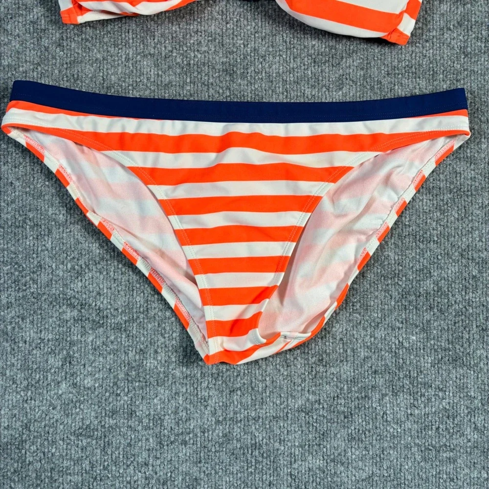 Old‎ Navy Bikini Set Womens S Top/L Bottom Orange White Striped Halter Swim Suit
